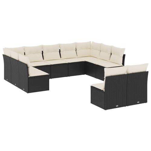 Sofasæt til haven 11 dele med hynder polyrattan sort