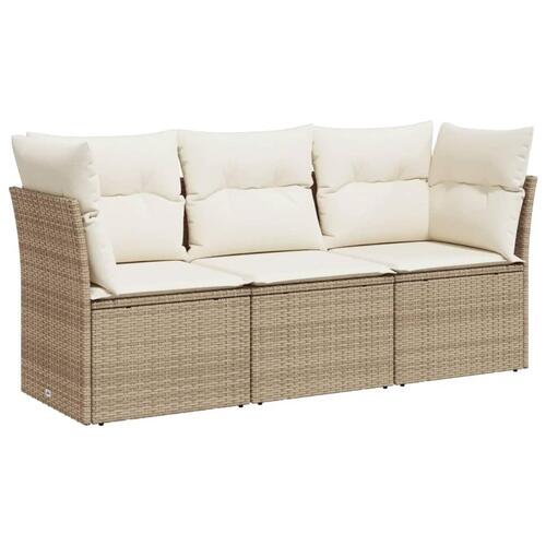 Sofasæt til haven 3 dele med hynder polyrattan beige