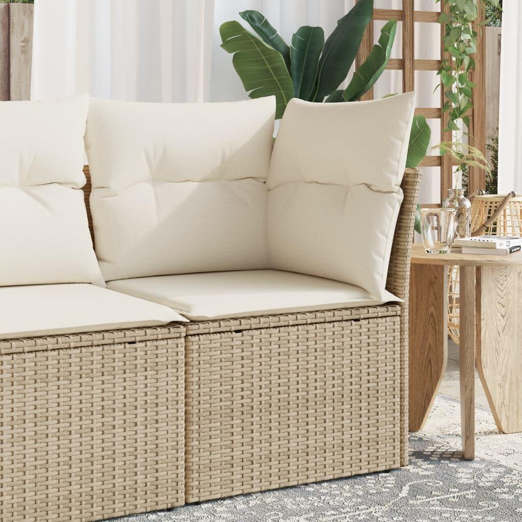 Hjørnemodul til havesofa med hynder polyrattan beige billede