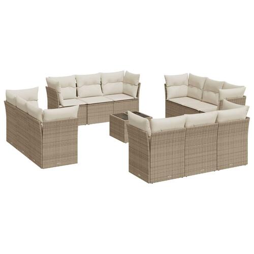Sofasæt til haven 13 dele med hynder polyrattan beige