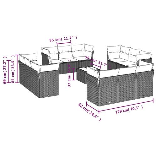 Sofasæt til haven 13 dele med hynder polyrattan beige