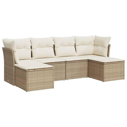 Sofasæt til haven 6 dele med hynder polyrattan beige