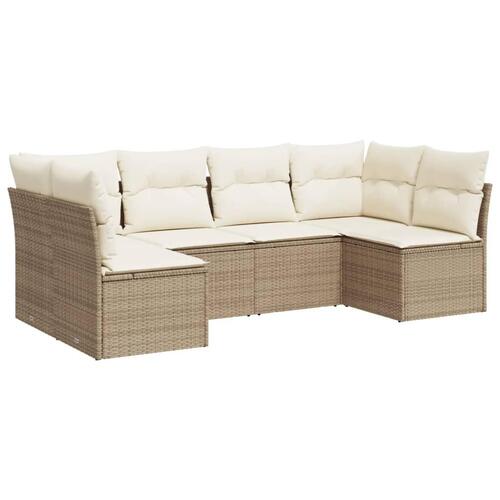 Sofasæt til haven 6 dele med hynder polyrattan beige