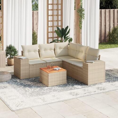 Sofasæt til haven 6 dele med hynder polyrattan beige
