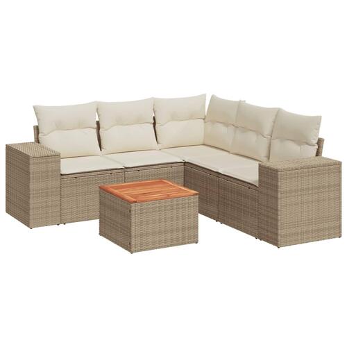 Sofasæt til haven 6 dele med hynder polyrattan beige