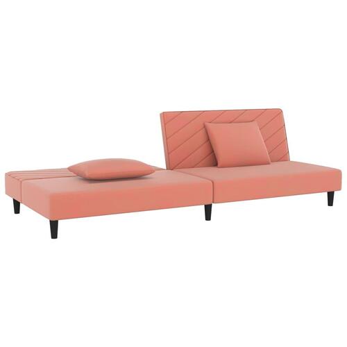 2-personers sovesofa med 2 puder fløjl lyserød