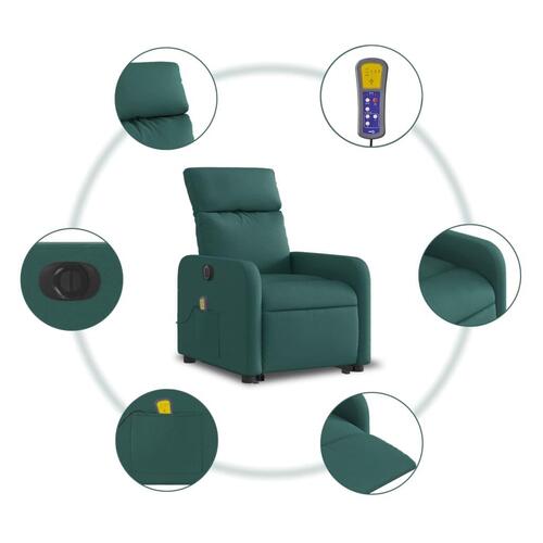 Elektrisk massagestol med løftefunktion stof mørkegrøn