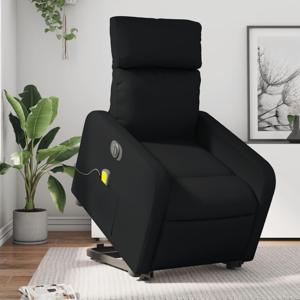 Massagestol med løftefunktion kunstlæder sort