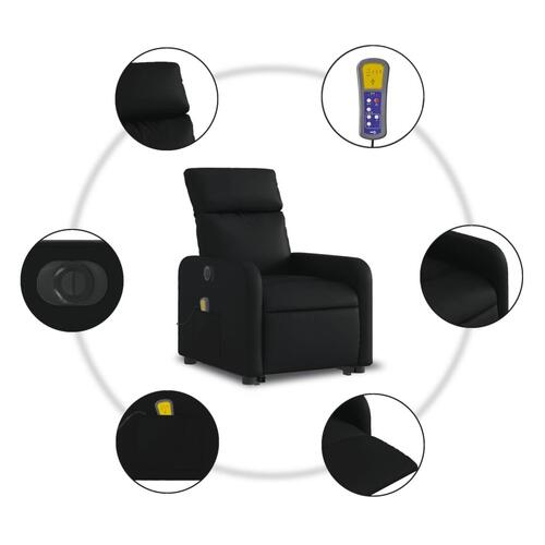 Massagestol med løftefunktion kunstlæder sort