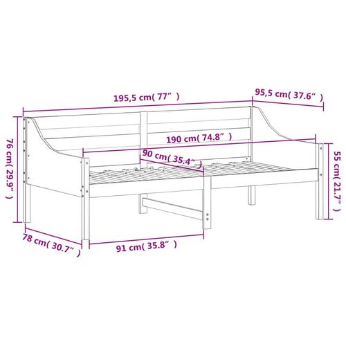 Daybed uden madras 90x190 cm massivt fyrretræ