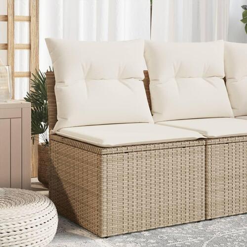 Havestol med hynder uden armlæn polyrattan beige