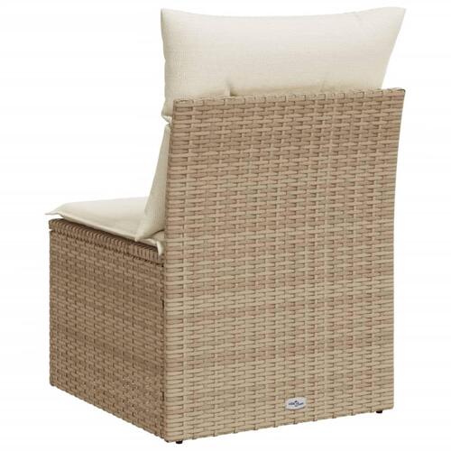 Havestol med hynder uden armlæn polyrattan beige