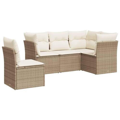 Sofasæt til haven 5 dele med hynder polyrattan beige