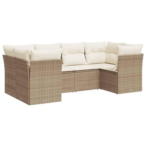 Sofasæt til haven 6 dele med hynder polyrattan beige