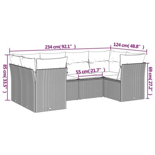 Sofasæt til haven 6 dele med hynder polyrattan beige