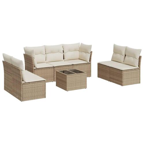 Sofasæt til haven 8 dele med hynder polyrattan beige