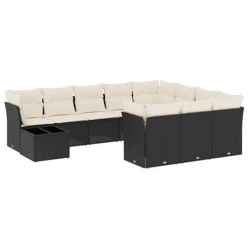 Sofasæt til haven 11 dele med hynder polyrattan sort