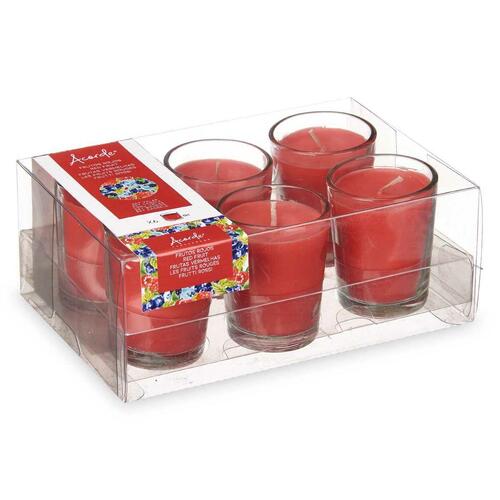 Dufte stearinlyssæt 16 x 6,5 x 11 cm (12 enheder) Glas Røde Frugter