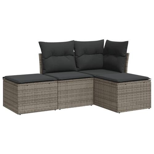 Sofasæt til haven 4 dele med hynder polyrattan grå