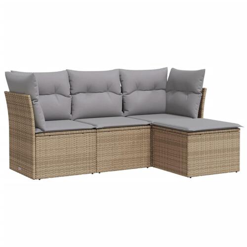 Sofasæt til haven 4 dele med hynder polyrattan beige