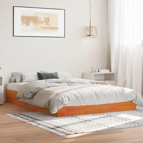 Sengeramme i massivt fyrretræ 120x200 cm - gyldenbrun platformsseng