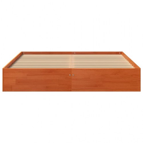 Sengeramme i massivt fyrretræ 120x200 cm - gyldenbrun platformsseng