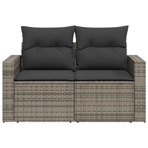 2-personers havesofa med hynder polyrattan grå