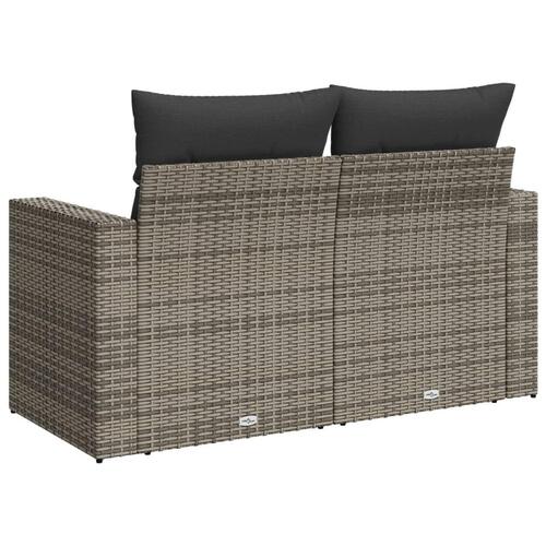 2-personers havesofa med hynder polyrattan grå