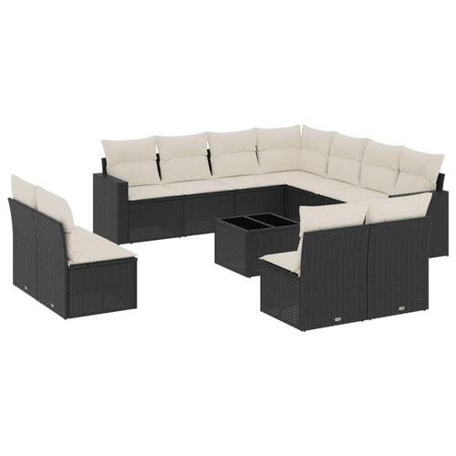Sofasæt til haven 12 dele med hynder polyrattan sort