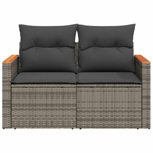 2-personers havesofa med hynder polyrattan grå