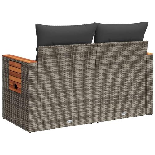 2-personers havesofa med hynder polyrattan grå