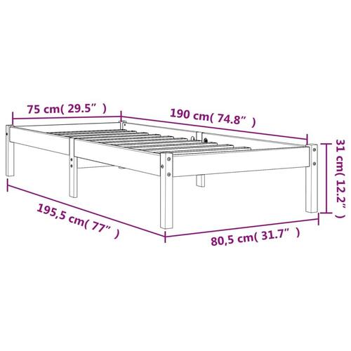 Sengeramme 75x190 cm massivt fyrretræ gyldenbrun