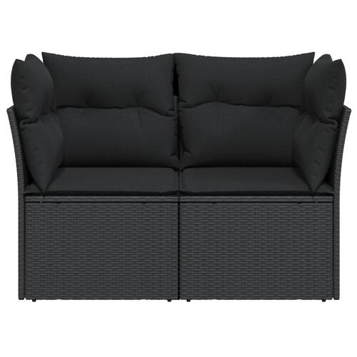 2-personers havesofa med hynder polyrattan sort