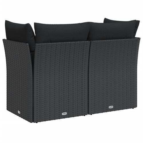 2-personers havesofa med hynder polyrattan sort
