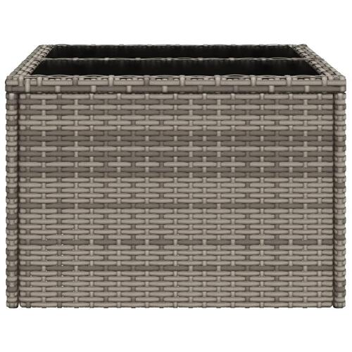 Havebord med glastop 55x55x37 cm polyrattan grå