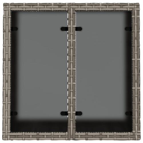 Havebord med glastop 55x55x37 cm polyrattan grå