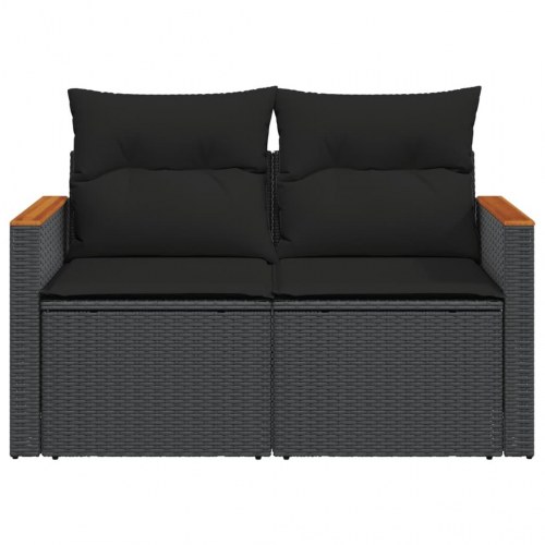 2-personers havesofa med hynder og sideborde - sort