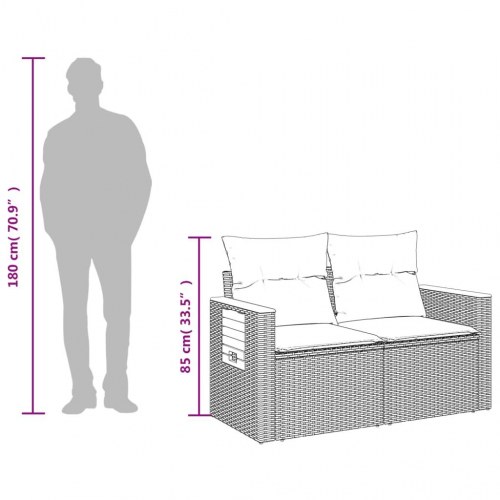 2-personers havesofa med hynder og sideborde - sort