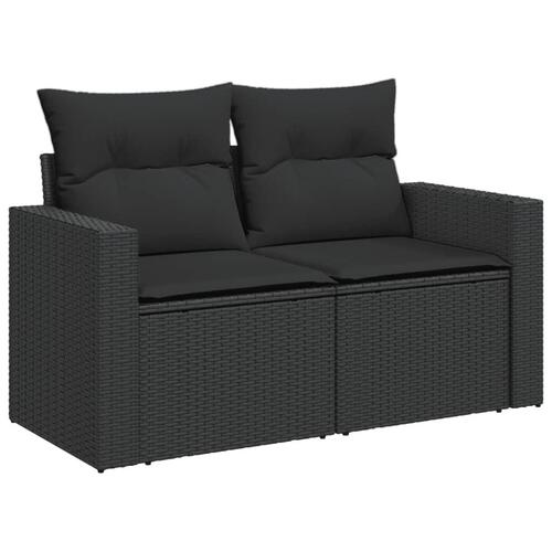 2-personers havesofa med hynder polyrattan sort