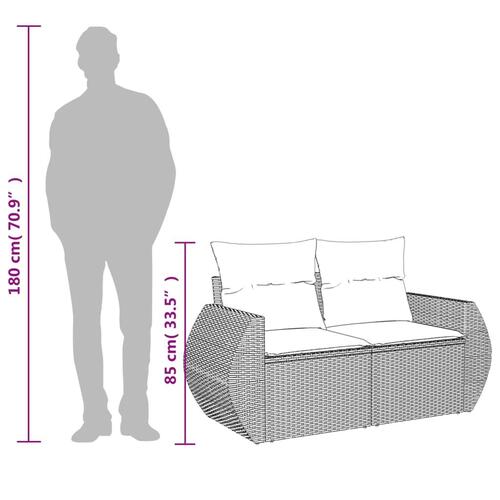 2-personers havesofa med hynder polyrattan sort