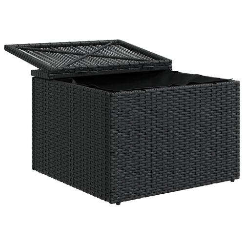Haveskammel med hynde 55x55x37 cm polyrattan sort