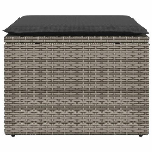 Haveskammel med hynde 55x55x37 cm polyrattan grå