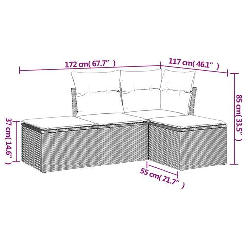 Sofasæt til haven 4 dele med hynder polyrattan beige