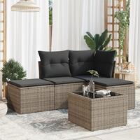 Sofasæt 5 dele med hynder polyrattan grå