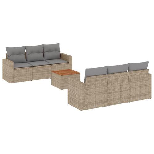 Sofasæt til haven 7 dele med hynder polyrattan beige