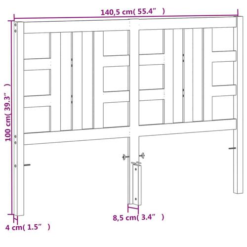 Sengegavl 135 cm massivt fyrretræ gyldenbrun