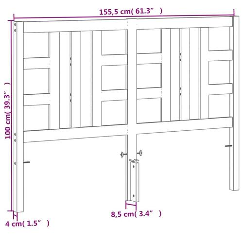 Sengegavl 150 cm massivt fyrretræ gyldenbrun