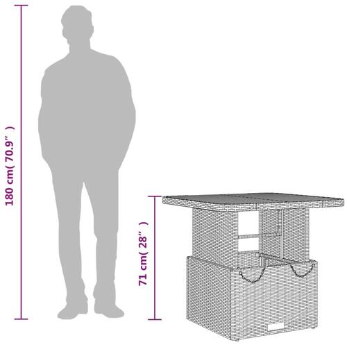 Havebord 80x80x71 cm polyrattan og massivt akacietræ grå