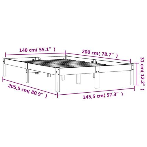 Sengeramme 140x200 cm massivt fyrretræ gyldenbrun