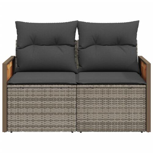 2-personers havesofa med hynder polyrattan grå